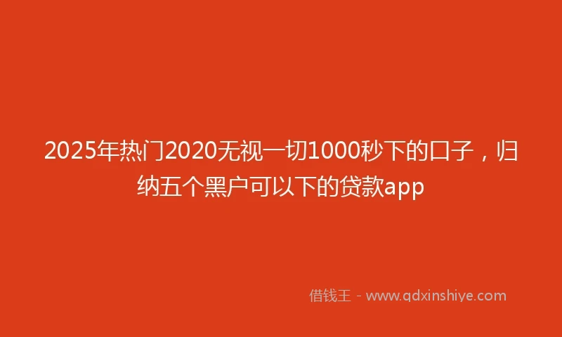 2025年热门2020无视一切1000秒下的口子，归纳五个黑户可以下的贷款app