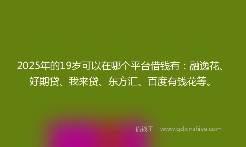 2025年的19岁可以在哪个平台借钱有：融逸花、好期贷、我来贷、东方汇、百度有钱花等。