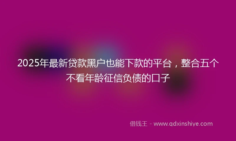 2025年最新贷款黑户也能下款的平台，整合五个不看年龄征信负债的口子