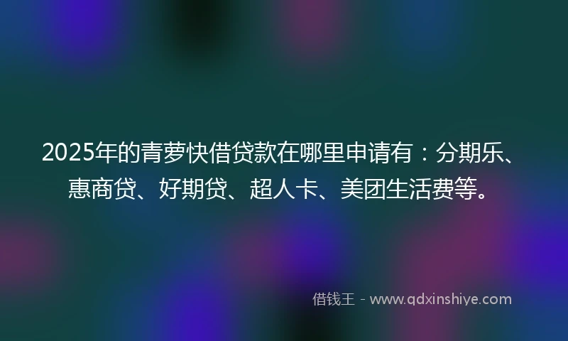 2025年的青萝快借贷款在哪里申请有：分期乐、惠商贷、好期贷、超人卡、美团生活费等。