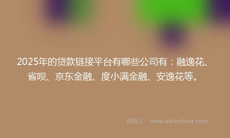 2025年的贷款链接平台有哪些公司有：融逸花、省呗、京东金融、度小满金融、安逸花等。