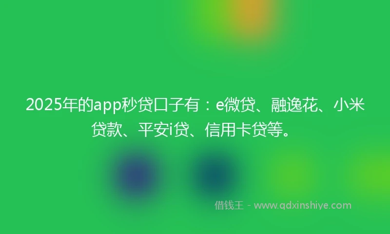 2025年的app秒贷口子有：e微贷、融逸花、小米贷款、平安i贷、信用卡贷等。