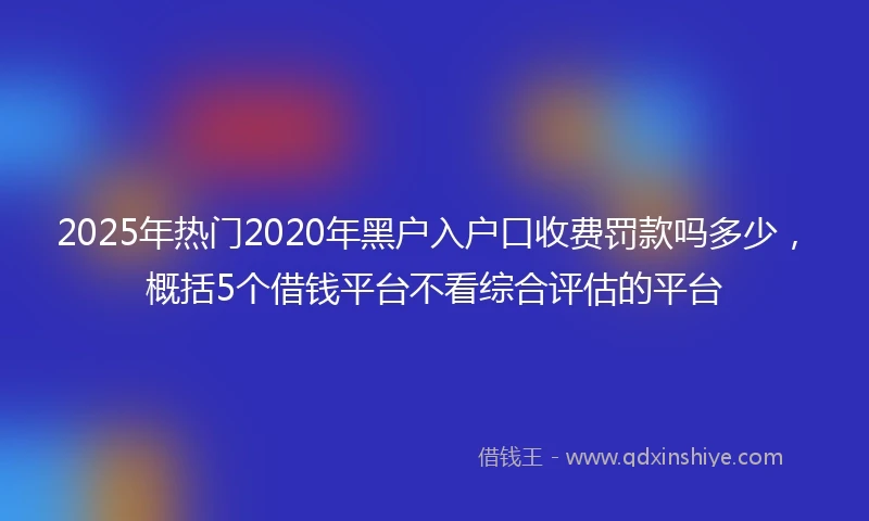 2025年热门2020年黑户入户口收费罚款吗多少，概括5个借钱平台不看综合评估的平台