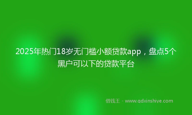 2025年热门18岁无门槛小额贷款app，盘点5个黑户可以下的贷款平台
