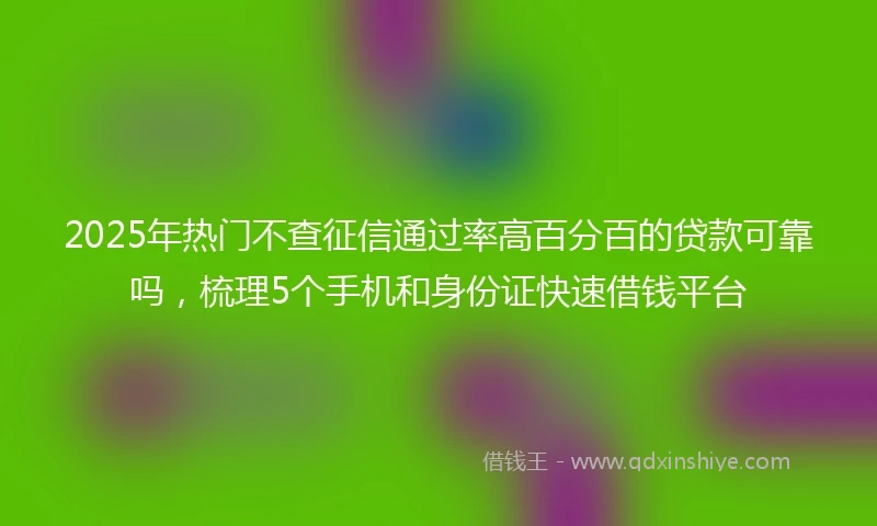 2025年热门不查征信通过率高百分百的贷款可靠吗，梳理5个手机和身份证快速借钱平台