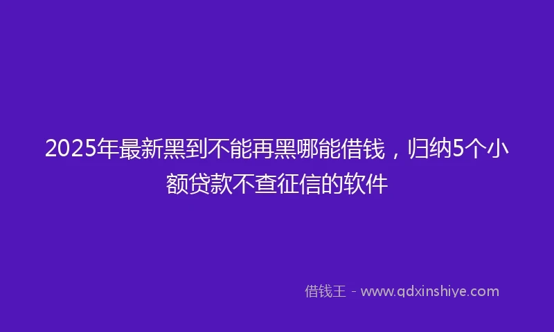 2025年最新黑到不能再黑哪能借钱，归纳5个小额贷款不查征信的软件