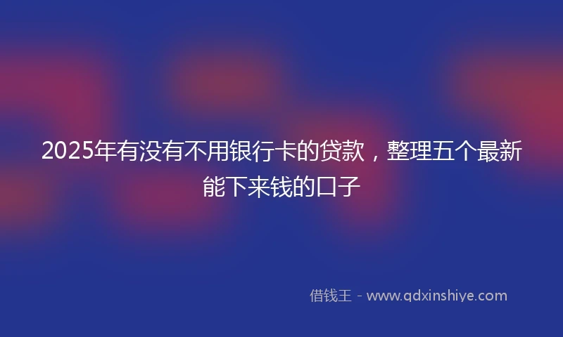 2025年有没有不用银行卡的贷款，整理五个最新能下来钱的口子