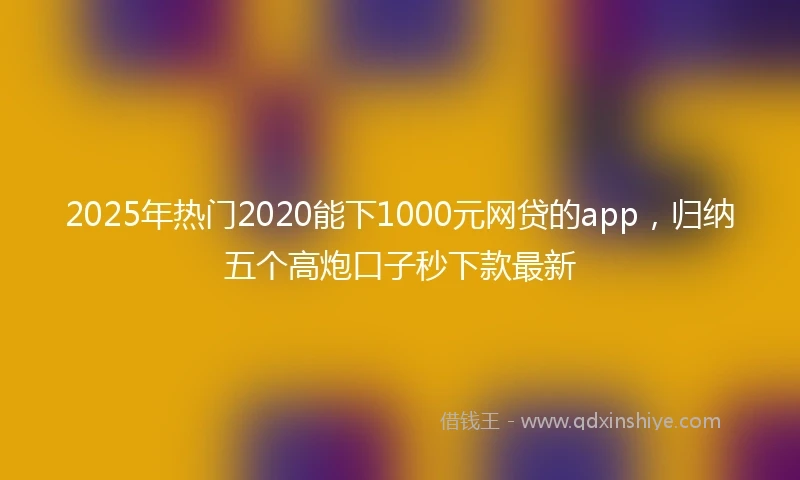2025年热门2020能下1000元网贷的app，归纳五个高炮口子秒下款最新