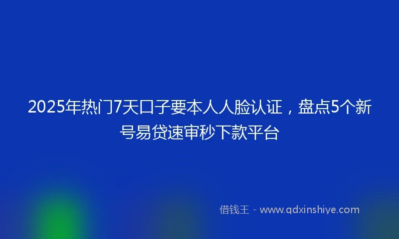 2025年热门7天口子要本人人脸认证，盘点5个新号易贷速审秒下款平台