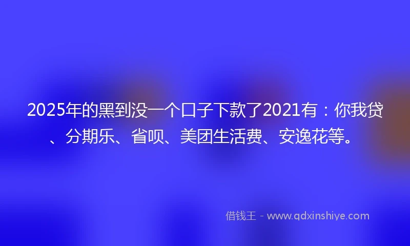 2025年的黑到没一个口子下款了2021有：你我贷、分期乐、省呗、美团生活费、安逸花等。