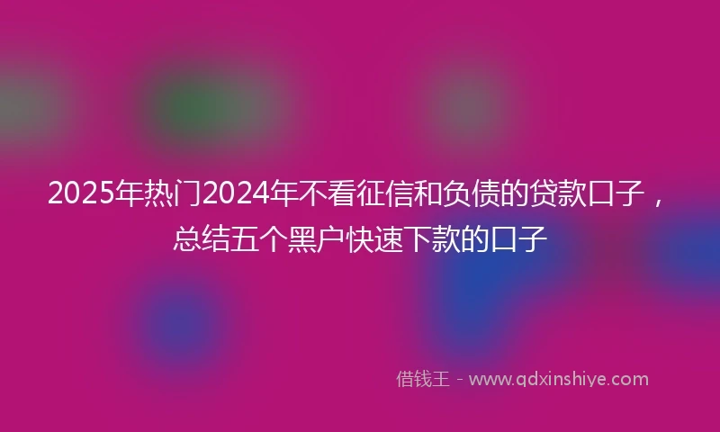 2025年热门2024年不看征信和负债的贷款口子，总结五个黑户快速下款的口子