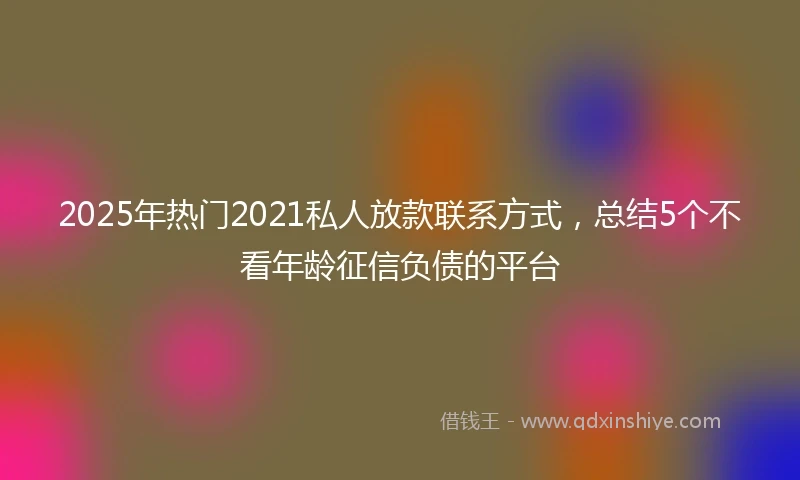 2025年热门2021私人放款联系方式，总结5个不看年龄征信负债的平台