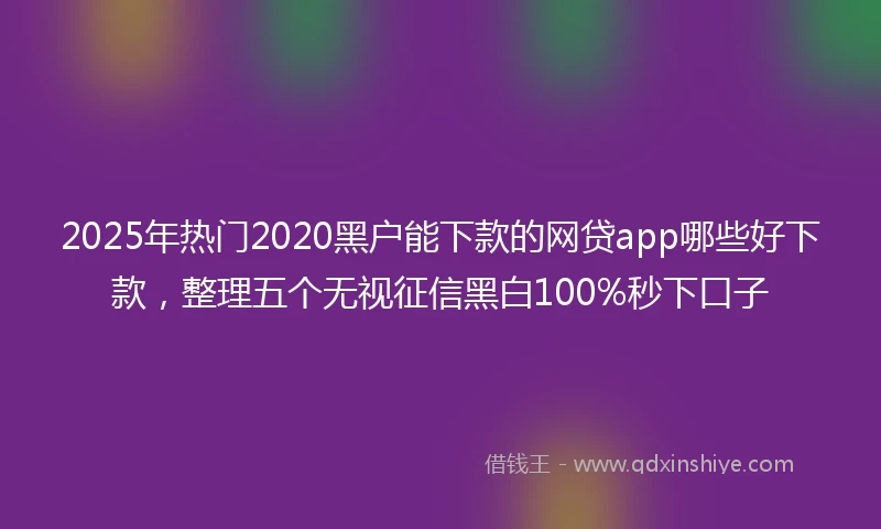 2025年热门2020黑户能下款的网贷app哪些好下款，整理五个无视征信黑白100%秒下口子
