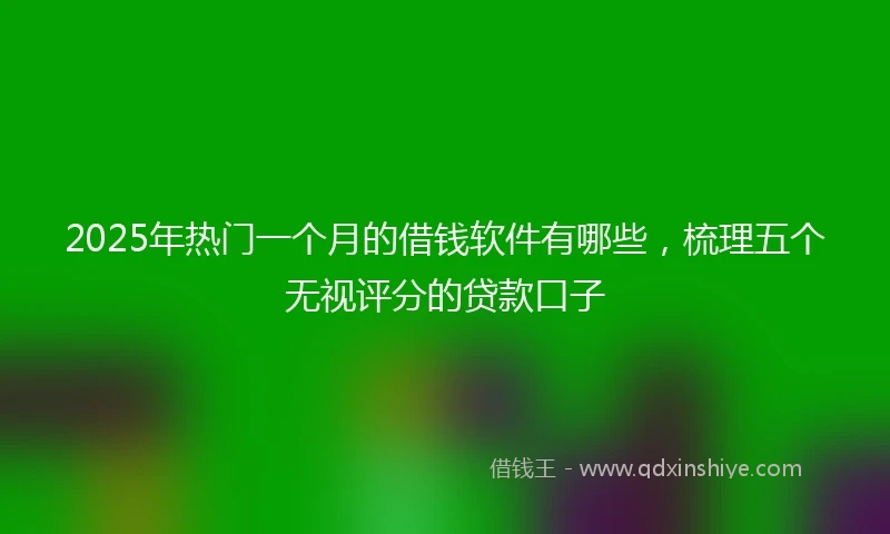 2025年热门一个月的借钱软件有哪些，梳理五个无视评分的贷款口子