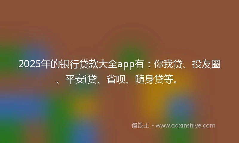 2025年的银行贷款大全app有：你我贷、投友圈、平安i贷、省呗、随身贷等。