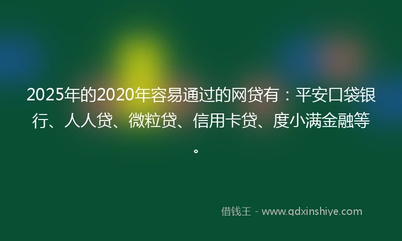 2025年的2020年容易通过的网贷有：平安口袋银行、人人贷、微粒贷、信用卡贷、度小满金融等。