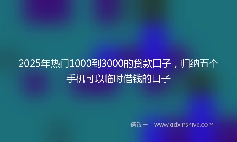 2025年热门1000到3000的贷款口子，归纳五个手机可以临时借钱的口子