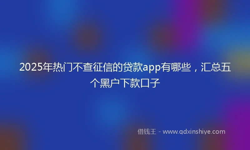 2025年热门不查征信的贷款app有哪些，汇总五个黑户下款口子