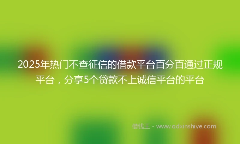 2025年热门不查征信的借款平台百分百通过正规平台，分享5个贷款不上诚信平台的平台