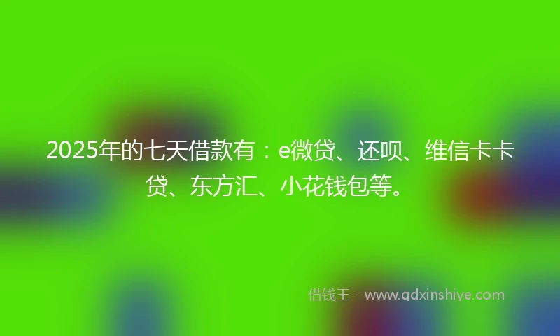 2025年的七天借款有：e微贷、还呗、维信卡卡贷、东方汇、小花钱包等。