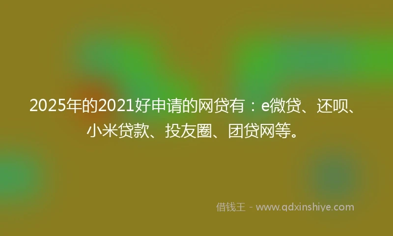 2025年的2021好申请的网贷有：e微贷、还呗、小米贷款、投友圈、团贷网等。