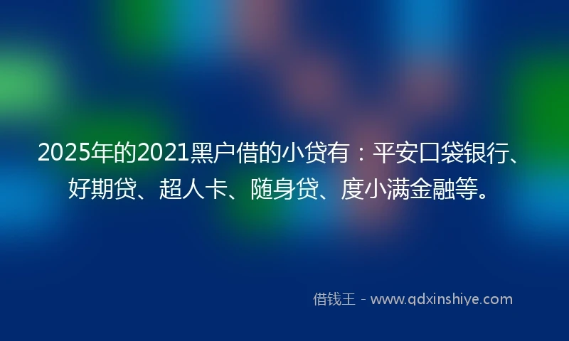 2025年的2021黑户借的小贷有：平安口袋银行、好期贷、超人卡、随身贷、度小满金融等。