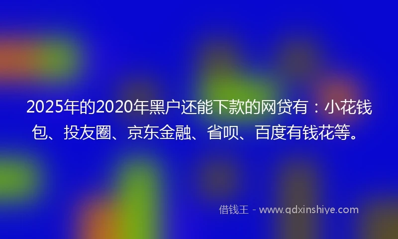 2025年的2020年黑户还能下款的网贷有：小花钱包、投友圈、京东金融、省呗、百度有钱花等。