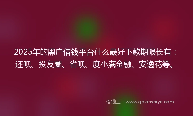 2025年的黑户借钱平台什么最好下款期限长有：还呗、投友圈、省呗、度小满金融、安逸花等。
