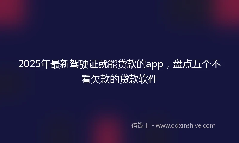2025年最新驾驶证就能贷款的app，盘点五个不看欠款的贷款软件