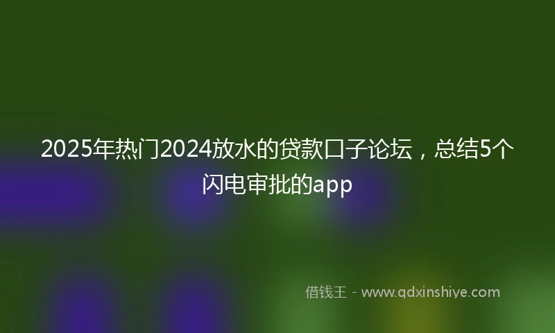 2025年热门2024放水的贷款口子论坛，总结5个闪电审批的app