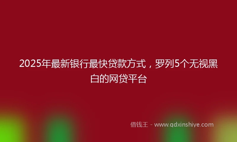 2025年最新银行最快贷款方式，罗列5个无视黑白的网贷平台