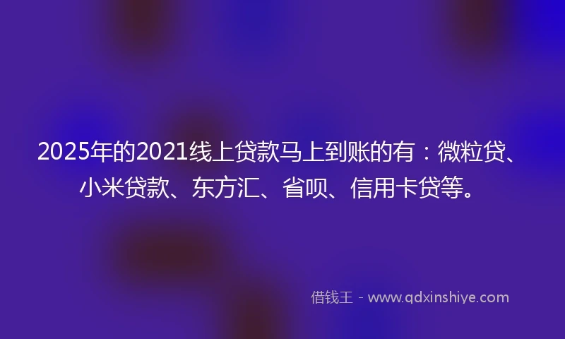 2025年的2021线上贷款马上到账的有：微粒贷、小米贷款、东方汇、省呗、信用卡贷等。