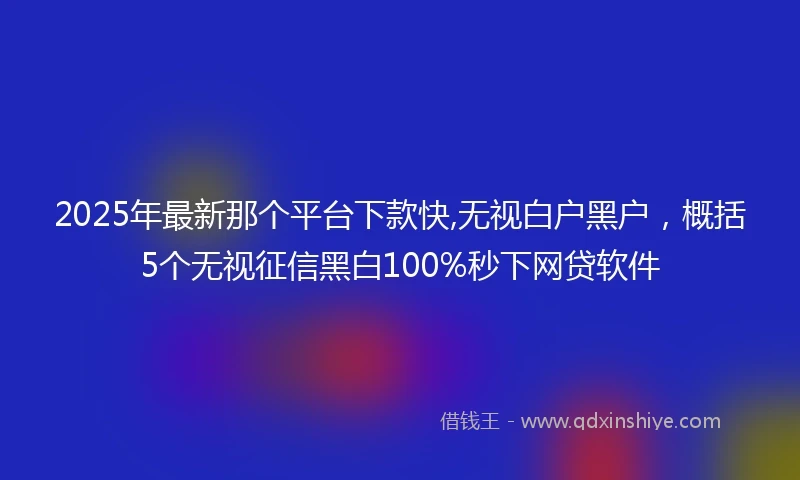 2025年最新那个平台下款快,无视白户黑户，概括5个无视征信黑白100%秒下网贷软件
