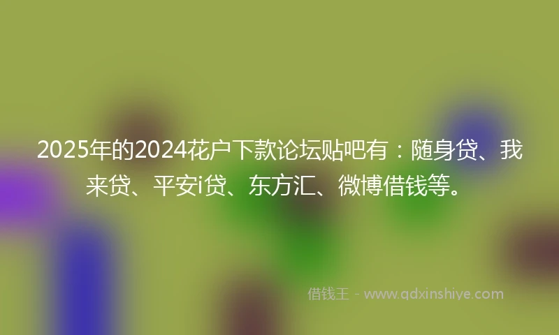 2025年的2024花户下款论坛贴吧有：随身贷、我来贷、平安i贷、东方汇、微博借钱等。