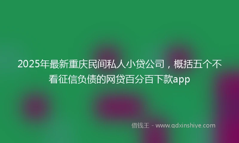 2025年最新重庆民间私人小贷公司，概括五个不看征信负债的网贷百分百下款app