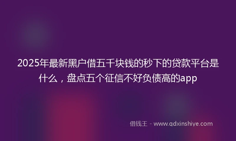 2025年最新黑户借五千块钱的秒下的贷款平台是什么，盘点五个征信不好负债高的app
