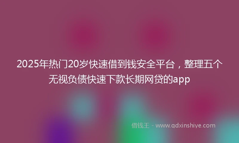 2025年热门20岁快速借到钱安全平台，整理五个无视负债快速下款长期网贷的app