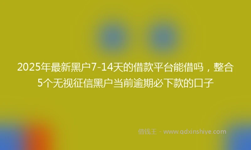 2025年最新黑户7-14天的借款平台能借吗，整合5个无视征信黑户当前逾期必下款的口子