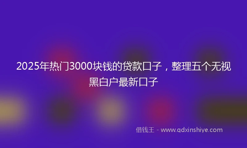 2025年热门3000块钱的贷款口子，整理五个无视黑白户最新口子