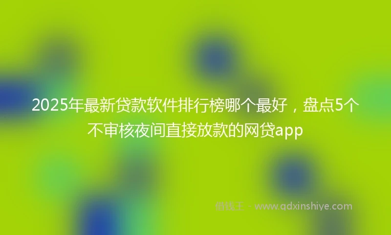 2025年最新贷款软件排行榜哪个最好，盘点5个不审核夜间直接放款的网贷app