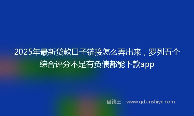 2025年最新贷款口子链接怎么弄出来，罗列五个综合评分不足有负债都能下款app