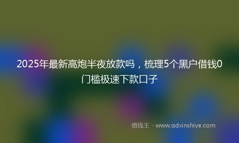 2025年最新高炮半夜放款吗，梳理5个黑户借钱0门槛极速下款口子