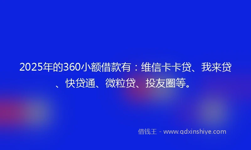 2025年的360小额借款有：维信卡卡贷、我来贷、快贷通、微粒贷、投友圈等。