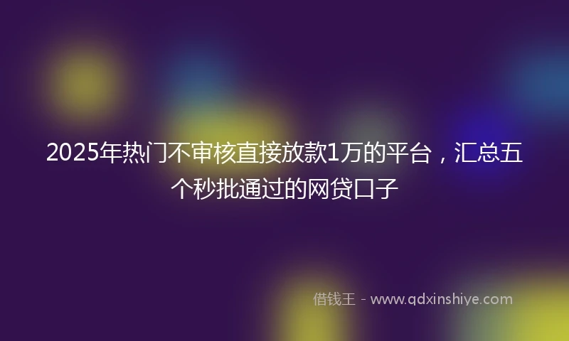 2025年热门不审核直接放款1万的平台，汇总五个秒批通过的网贷口子