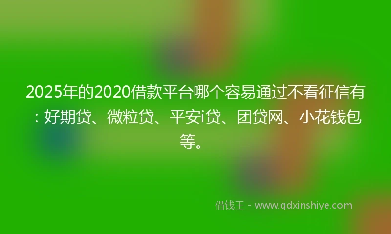 2025年的2020借款平台哪个容易通过不看征信有：好期贷、微粒贷、平安i贷、团贷网、小花钱包等。