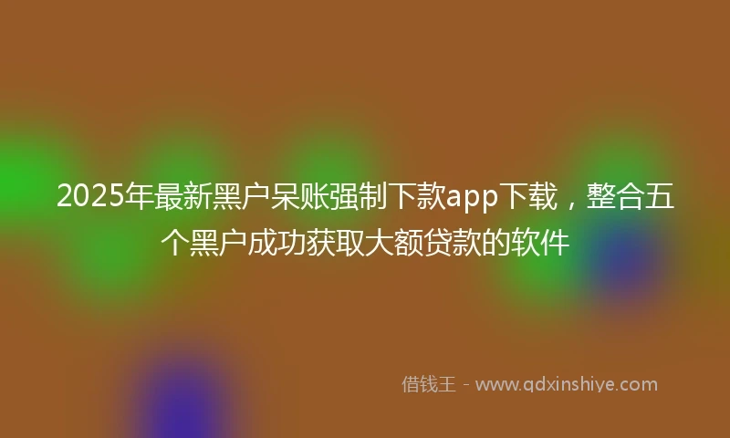 2025年最新黑户呆账强制下款app下载，整合五个黑户成功获取大额贷款的软件