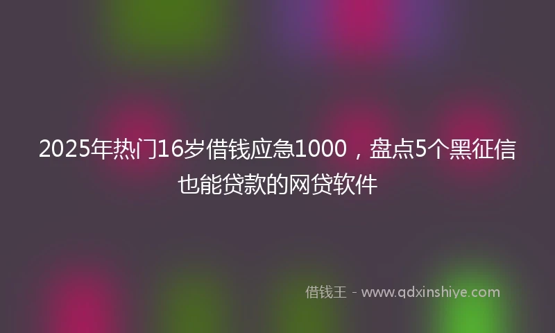 2025年热门16岁借钱应急1000，盘点5个黑征信也能贷款的网贷软件