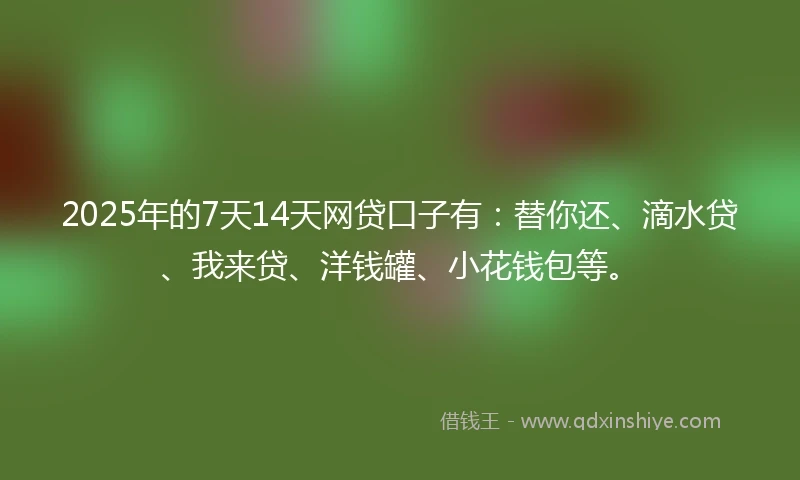 2025年的7天14天网贷口子有：替你还、滴水贷、我来贷、洋钱罐、小花钱包等。