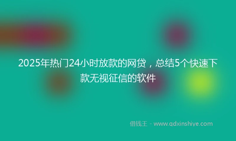 2025年热门24小时放款的网贷，总结5个快速下款无视征信的软件