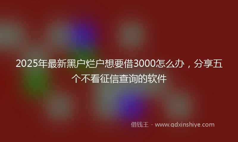 2025年最新黑户烂户想要借3000怎么办，分享五个不看征信查询的软件
